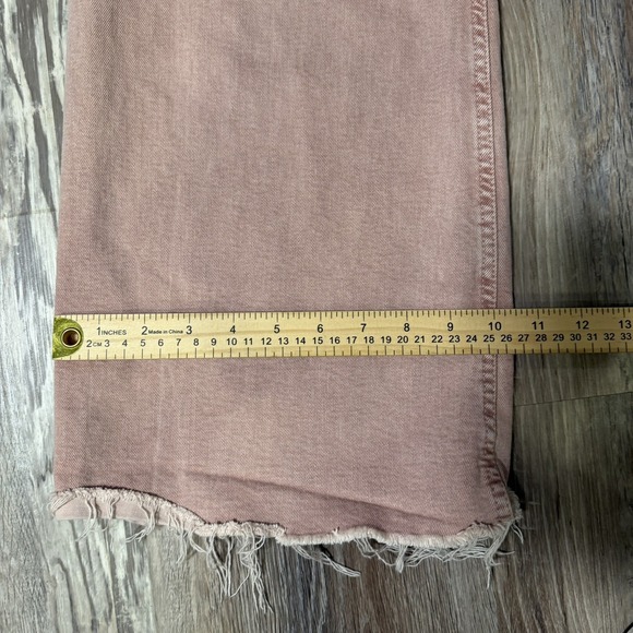 Zara The Marine Straight Leg Pink Minimalist Raw Hem High Waisted Pant Size 4 - Picture 5 of 6